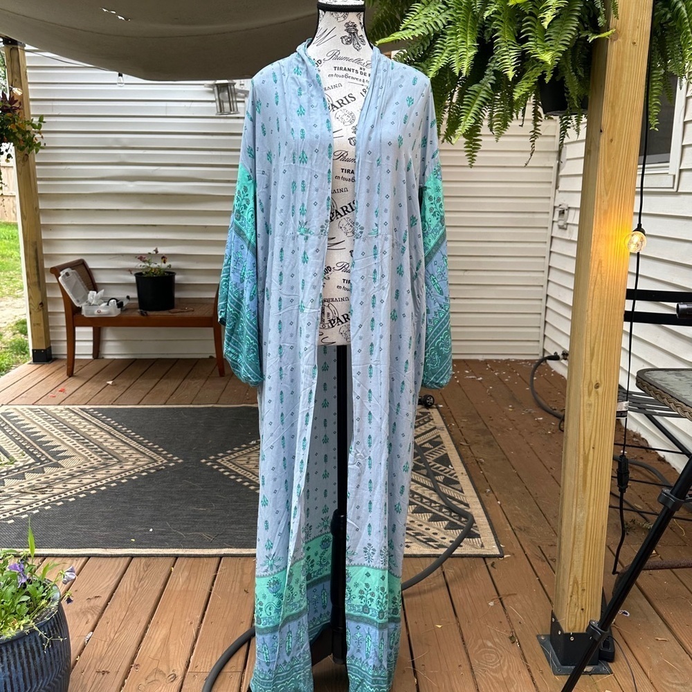 Spell and the Gypsy Vintage Desert Wanderer Blue Kimono Robe - Picture 2 of 8